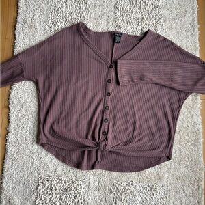 Rue21 Lavender Button-Down Knot Cropped Shirt